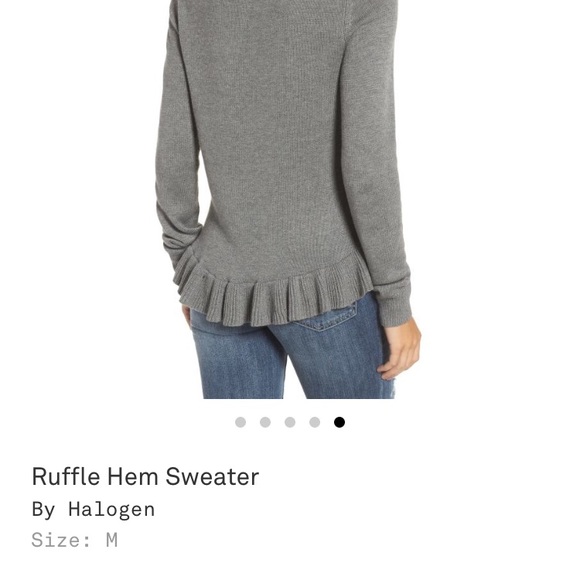 Halogen Cashmere-blend Ruffle Hem Sweater - Picture 5 of 6